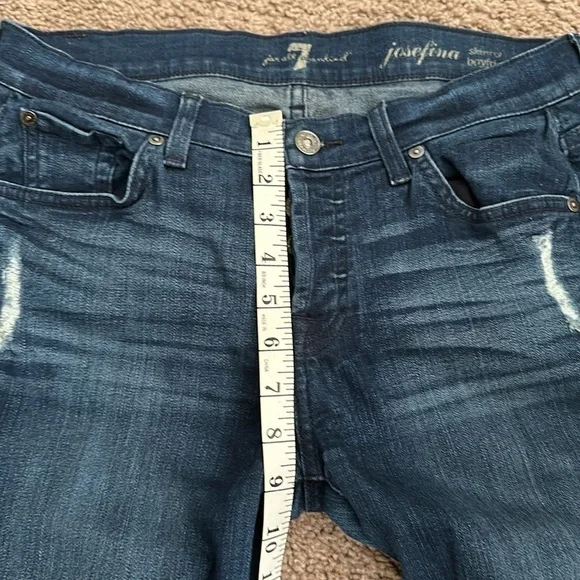 7 for all mankind josephina skinny boyfriend dark wash distressed jeans size 25 - Picture 7 of 14